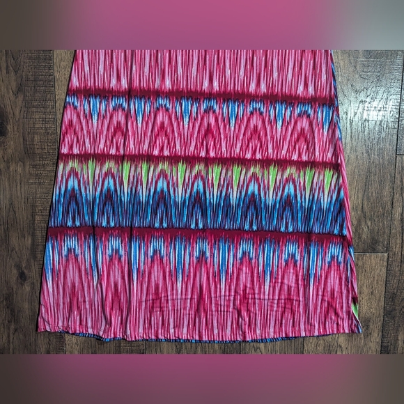 California Woman Bright Pink & Blue Striped Maxi Rayon Dress Size M Colorful - Picture 16 of 16